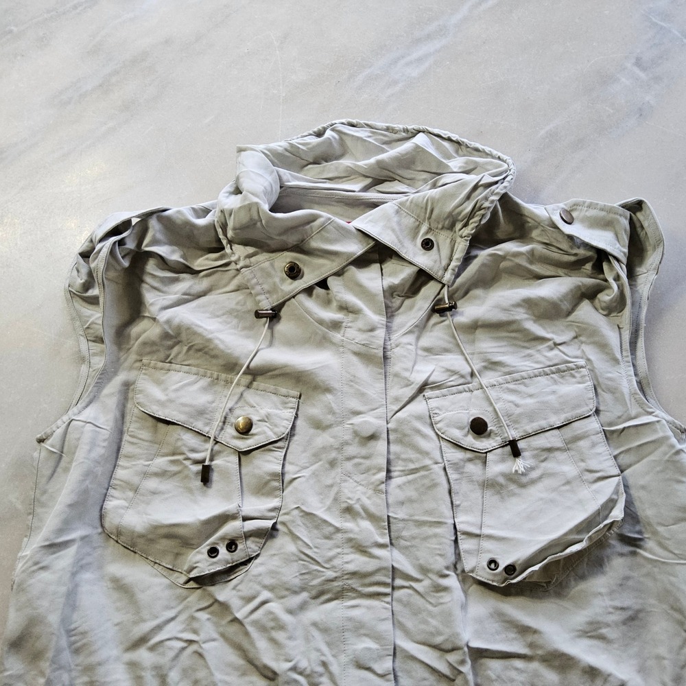 New York &‎ Company Collection Gray Utility Vest Sleeveless Drawstring M